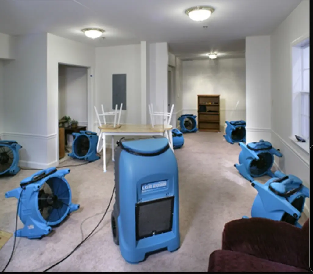 Air movers and dehumidifier setup for Water Extraction & Removal in South Bend