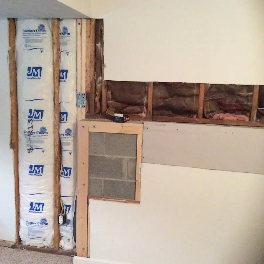 Wall insulation replacement during Basement Flood Cleanup in South Bend